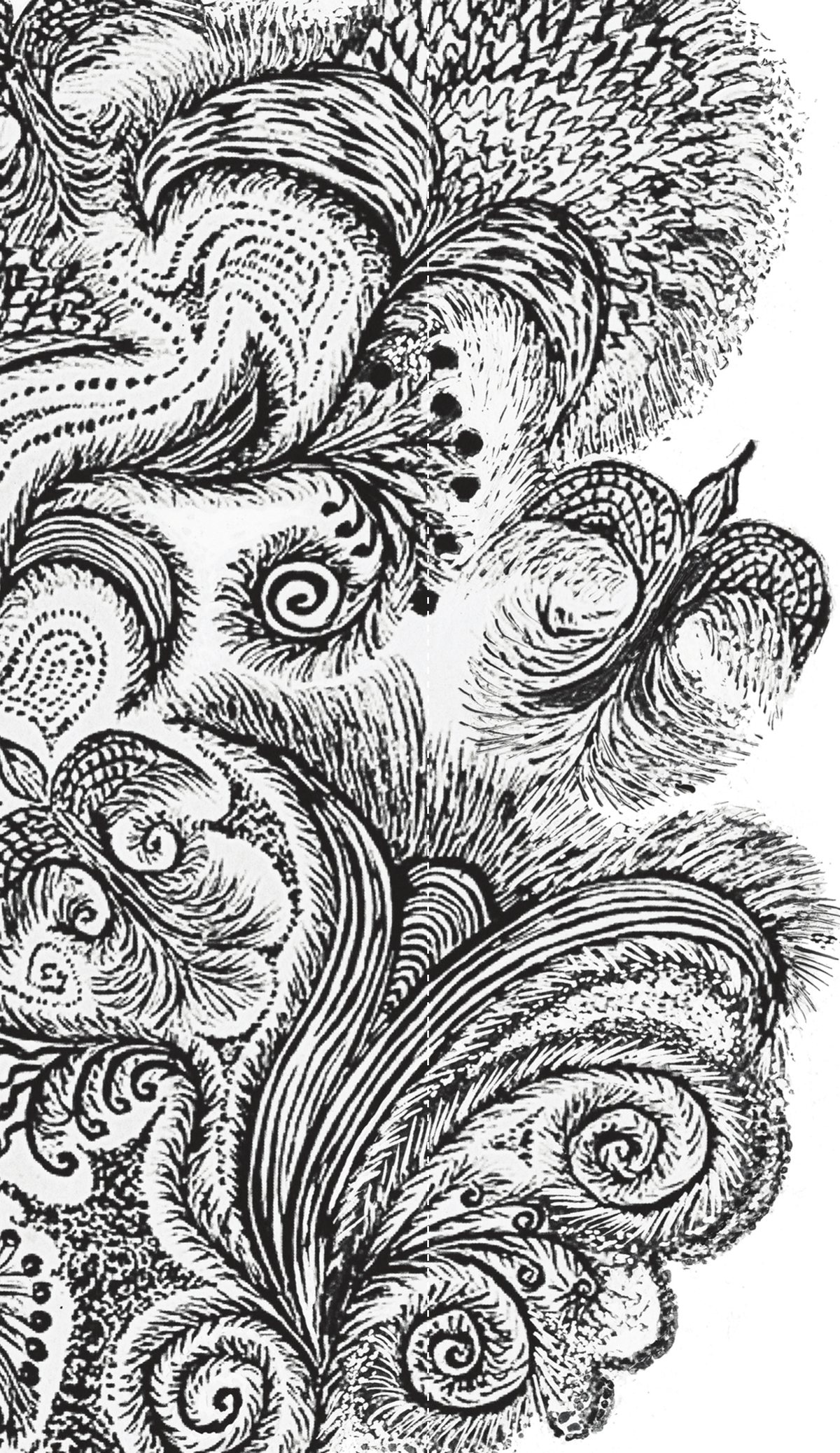 Ornamental ink drawing from the cover of the Meditative Graphics course flyer