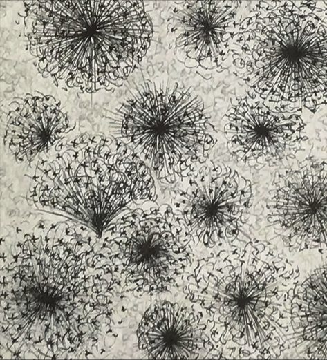 Meditative ink drawing from the course, ornamental patterns