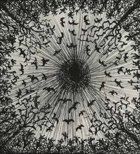 Meditative ink drawing from the course, ornamental patterns