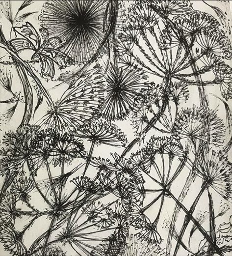 Meditative ink drawing from the course, ornamental patterns