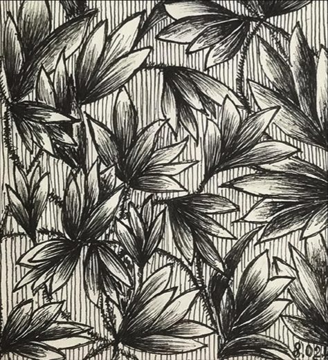 Meditative ink drawing from the course, ornamental patterns